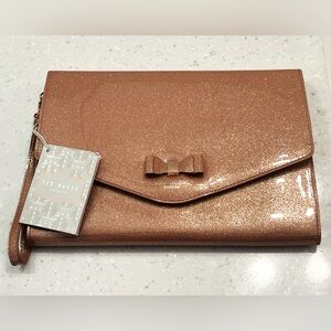 Ted Baker London Rose Gold Glitter Bow Envelope Pouch Clutch Wristlet Nordstrom